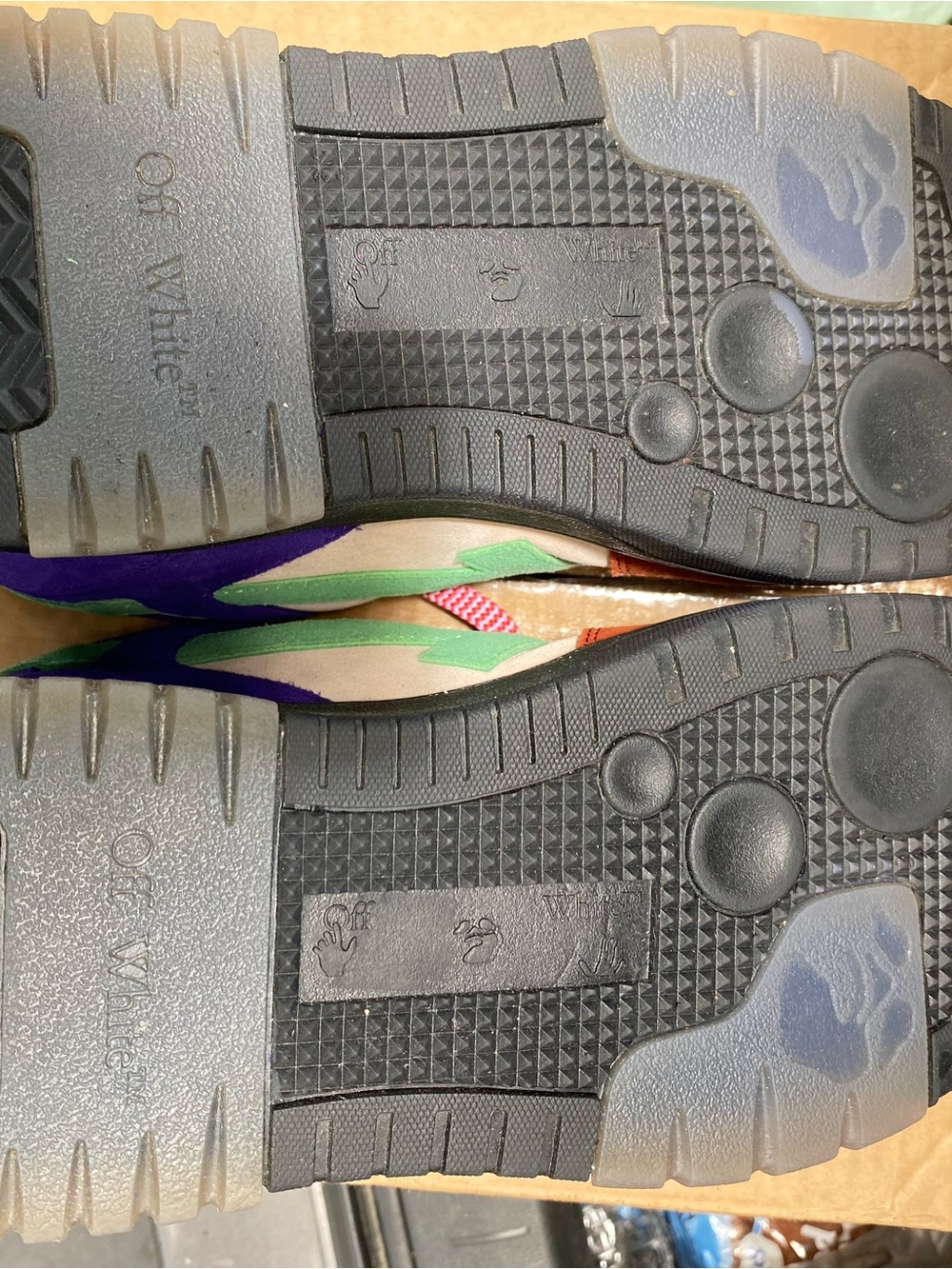 Off-White Mens Multicolor Suede Arrow Sneakers — Purple, Brown & Green - Picture 3 of 6